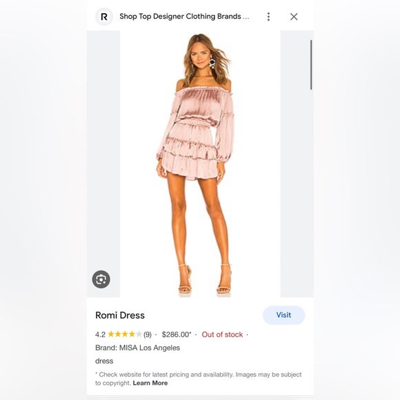 Misa off the shoulder Romi Dress in Mauve size M - Picture 2 of 5